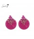 Roze oorhangers versierd met glas steentjes zowel de hanger als het oor stukje