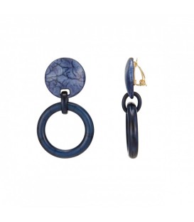 Prachtige Blauwe Oorclips met Cirkelvormige Hanger - Trendy Accessoires Online