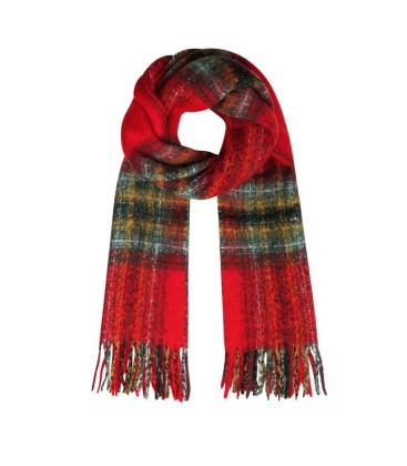 Rood gekleurde winter sjaal met franje