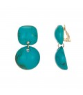 Turquoise oorclips met hanger