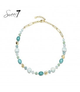 Stijlvolle Blauwe Kralenketting - Trendy Mode Accessoire