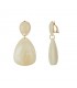 Trendy Creme Oorclips met Wit Dessin - Must-have Mode Accessoire