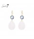 Witte Schelpen Oorhangers met Blauw Glas - Uniek Mode Accessoire