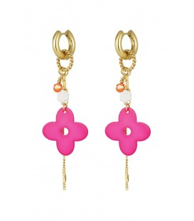 Goudkleurige Oorhangers met Roze Bloem - Must-have Mode Accessoires