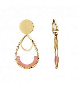 Goudkleurige Oorclips met Roze Detail - Must-have Accessoire