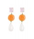 Trendy Oranje Roze Oorhangers met Witte Imitatieparel | Shop Nu