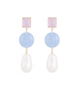 Blauwe Oorhangers met Roze Accenten - Shop Trendy Sieraden Online