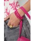 Licht blauwe armband met bloemen bedels en meerdere strengen