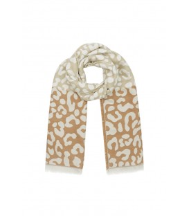 Beige warme winter sjaal met een mooie print
