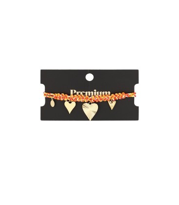 Oranje met goudkleur geknoopte armband met bedels