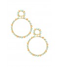 Blauw gekleurde oorhangers met glas steentjes rondom