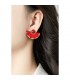 Oorclips roze met als hanger een waaier