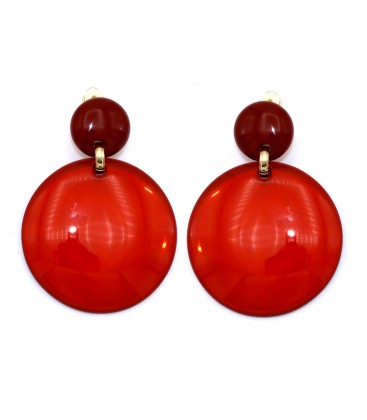Oorclips rood met een transparante hanger