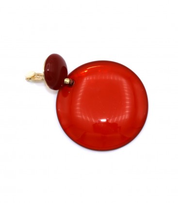 Oorclips rood met een transparante hanger