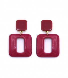 Fuchsia roze oorclips met een vierkant design