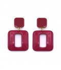 Fuchsia roze oorclips met een vierkant design