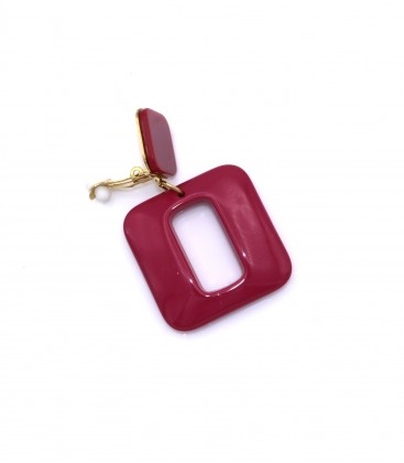 Fuchsia roze oorclips met een vierkant design