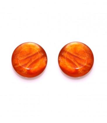 Oranje ronde oorclips van resin