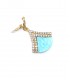 Goudkleurige oorclips met een blauw vlak en heldere strass steentjes