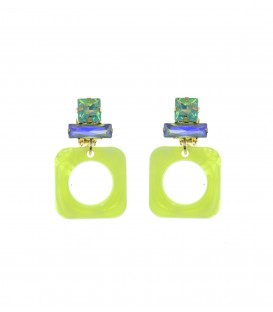 Groene oorclips met glas steentjes
