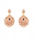 Goudkleurige oorclips met rose-gold kleurige glas steentjes