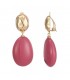 Oorclis met roze hanger en goud accent