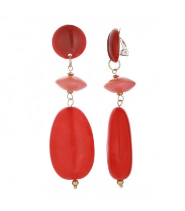 Oorclips rood een hanger met een marmer look