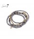 Grijze armband met glaskralen en goudkleurige accenten