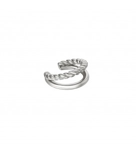 Zilverkleurige dubbele earcuff met touw detail