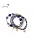 Armband met blauwe kralen en goudkleurige bedels