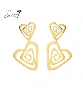 Goudkleurige oorhangers met twee open harten