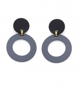Oorclips met zwarte knop en grijze cirkel
