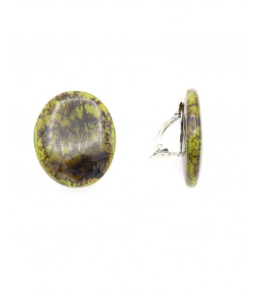 Oorclips groen met natuursteen print
