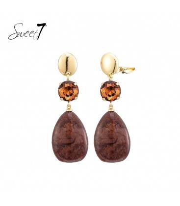 Oorclips bruin met warme herfsttinten en luxe glans
