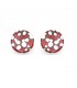 Oorclips rood met zilverkleurige stippen