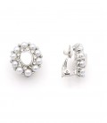 Oorclips wit met imitatieparels en glas steentjes