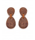 Oorclips met bruine natuur look en leder detail