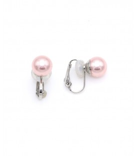 Oorclips met glanzende roze parel