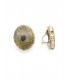 Oorclips beige met zwarte dieren print