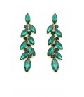 Prachtige groene lange oorclips met glas steentjes in goudkleurige setting