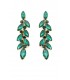 Prachtige groene lange oorclips met glas steentjes in goudkleurige setting