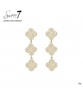 Goudkleurige oorbellen met heldere natuur steentjes