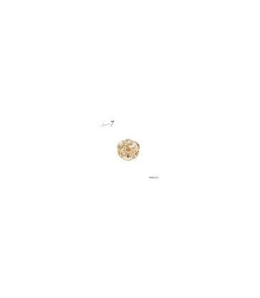 Broche met glanzende rode bloemblaadjes en goudkleurige rand