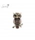 Goudkleurige uil broche gevuld met beige glas steentjes