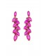 Prachtige roze lange oorclips met glas steentjes in goudkleurige setting