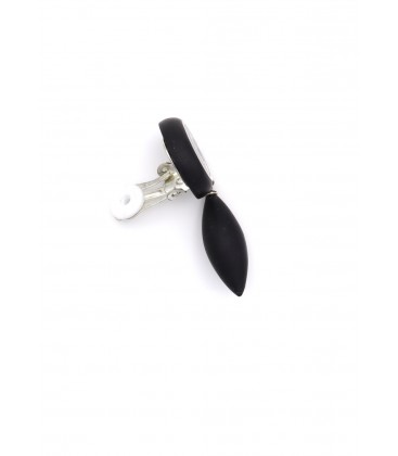 Oorclips met oranje hanger en grafisch design
