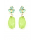 Oorclips met mintgroene kraal en turquoise accenten