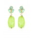 Oorclips met mintgroene kraal en turquoise accenten