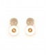 Oorclips wit met beige en goudkleurige rand