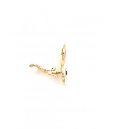 Oorclips wit met beige en goudkleurige rand
